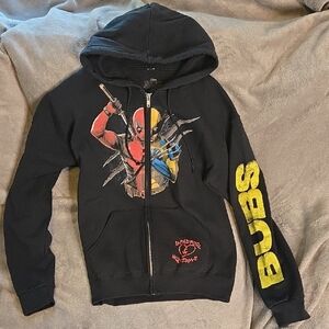 Marvel Black Deadpool and Wolverine Zip Up Hoodie. Like NEW! EUC! Men's Small. S